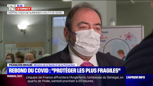 François Braun appelle tous les patients fragiles à se faire vacciner et demande à ce que l'on mette le masque dans les transports en commun même s'il n'est pas obligatoire