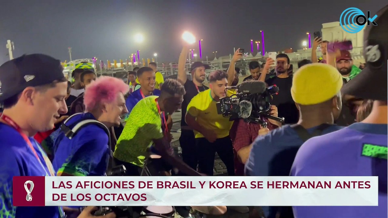Las aficiones de Brasil y Korea se hermanan antes de los octavos