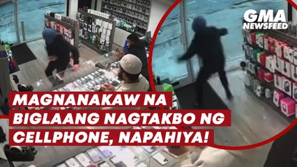 Magnanakaw na biglaang nagtakbo ng cellphone, napahiya! | GMA News Feed