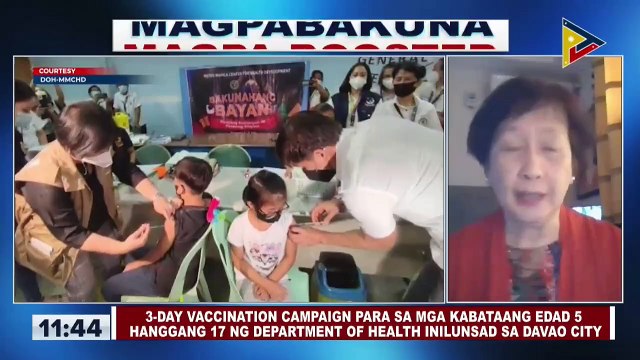 3-day vaccination campaign para sa mga kabataang edad 5 hanggang 17 ng DOH, inilunsad sa Davao City