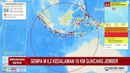 Download Video: Gempa Magnitudo 6,2 Kedalaman 10 Km Guncang Jember Jatim!