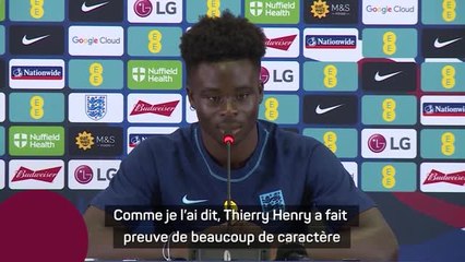 Angleterre - Saka parle du soutien d’Henry et Pirès et de son rêve de rencontrer Wenger