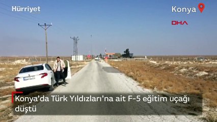 Konya'da Türk Yıldızları'na ait F-5 eğitim uçağı düştü