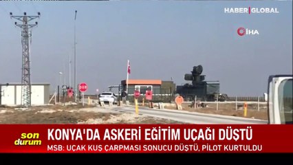 Konya kent merkezinde askeri eğitim uçağı düştü!