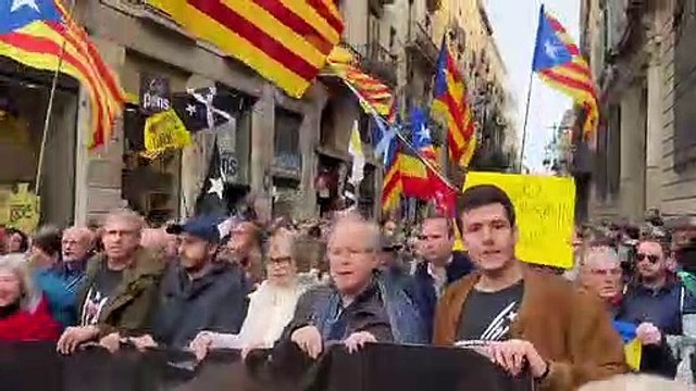La manifestació contra els nous desordres públics arriba a la plaça de Sant Jaume