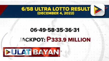 Jackpot prize sa 6/58 Ultra Lotto, umabot na sa P345-M ngayong gabi