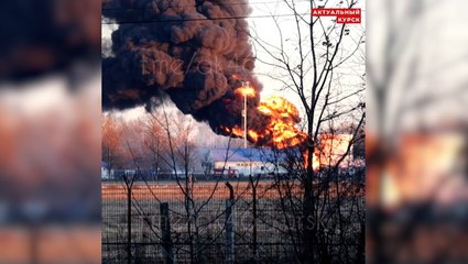 Heavy smoke billows from Russia's Kursk Airfield after drone attack