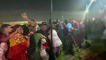 FIFA World Cup 2022: Security pushing supporters back outside Morocco v Spain.