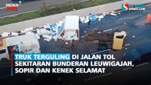 Truk terguling di Jalan Tol sekitaran Bunderan Leuwigajah, Sopir dan kenek selamat