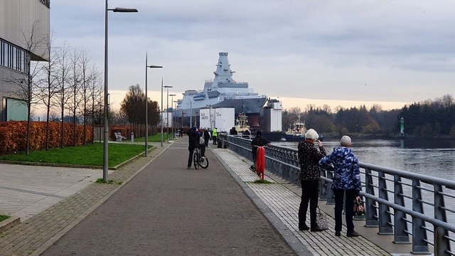 HMS Glasgow on the river Clyde as the First of Class Type 26 heads for Glenmallan, Loch Long
