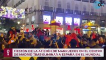Fiestón de la afición de Marruecos en el centro de Madrid tras eliminar a España en el Mundial