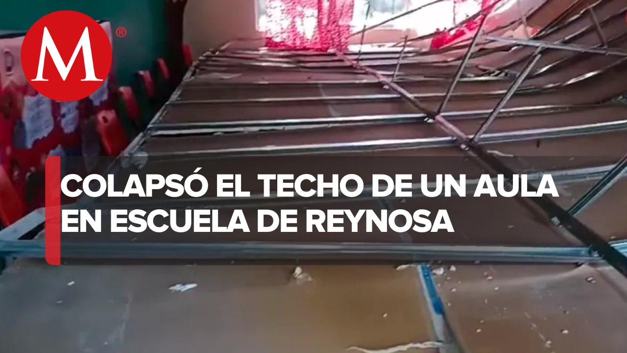 Se derrumba techo en salón de clases en Reynosa; maestra salva a alumnos