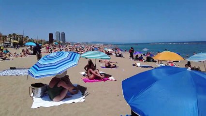 Beach Walk Spain - Barcelona Spain - June 2022 - 4K Ultra HD