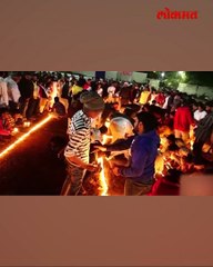 साडेचार हजार दीपप्रतिमांनी साकारली बाबासाहेबांची प्रतिकृती