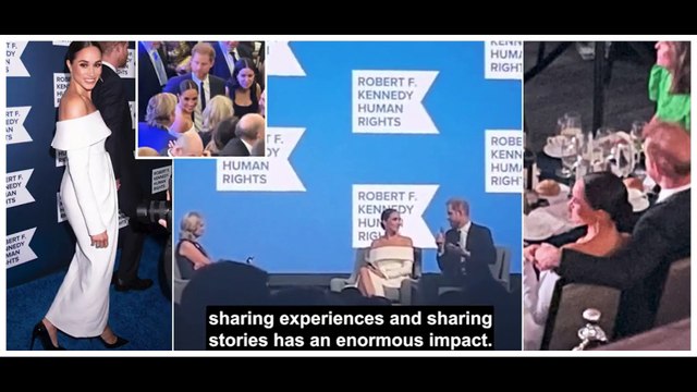 Harry wraps a protective arm around Meghan and reveals the 'enormous impact' they have had sharing their life experiences before accepting 'anti-racism' award at New York gala