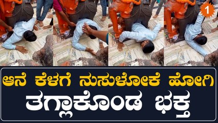 ಭಕ್ತಿ ಓವರ್ ಆದ್ರೆ ಹಿಂಗಾಡ್ತಾರಾ? ದೇವಸ್ಥಾನದಲ್ಲಿ ಆನೆ ಕೆಳಗೆ ನುಸುಳೋಕೆ ಹೋದ,ಆಮೇಲೆ‌ ಸಿಕ್ಕಾಕೊಂಡ | Oneindia