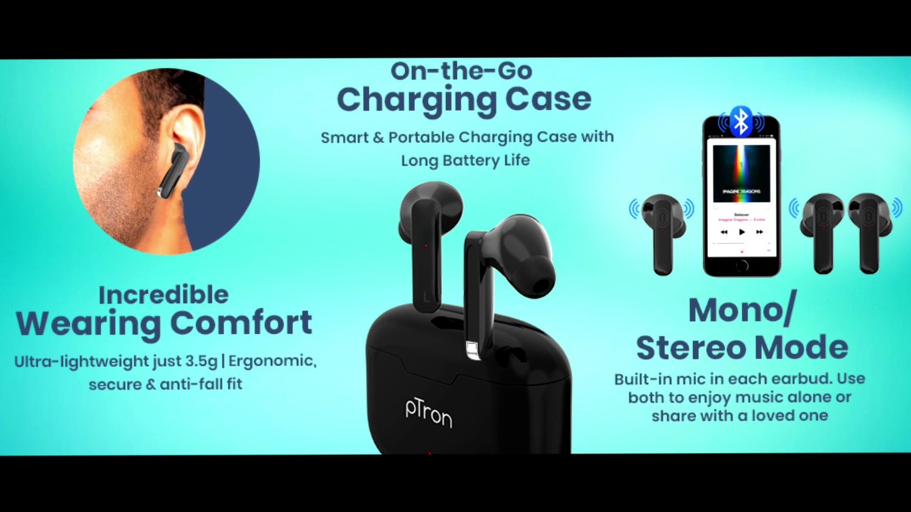 pTron Bassbuds Duo Bluetooth 5.1 Wireless Headphones unboxing and review | Nice mic