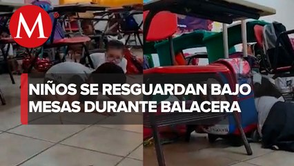 En Sonora, niños se resguardan bajo sus mesitas de la escuela por un tiroteo