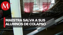 Cae el techo de un salón de clases en una primaria de Tamaulipas