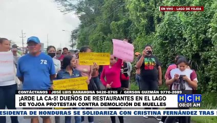 ¡No hay paso! Restauranteros del Lago de Yojoa se toman la CA-5, contra demolición de muelles