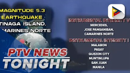 Download Video: 2 aftershocks recorded after magnitude 5.3 earthquake jolted Tinaga Island in Camarines Norte