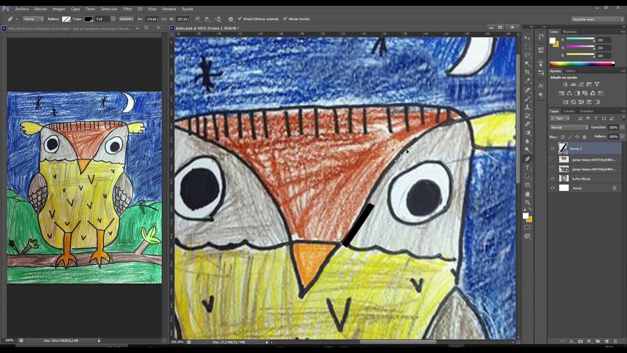 SPEED EDIT | Búho | Serie Dibujos Hechos por Niños en la vida real | Photobashing | Fotomanipulación