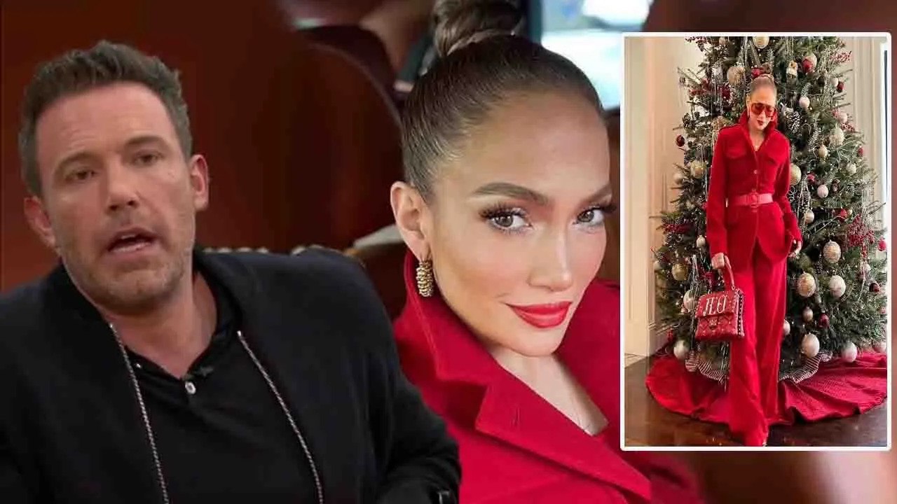 So gorgeous: Ben Affleck exclaims, as Jennifer Lopez appears glowing red