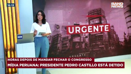 Presidente do Peru é preso após anunciar a dissolução do Congresso 07/12/2022 18:43:29