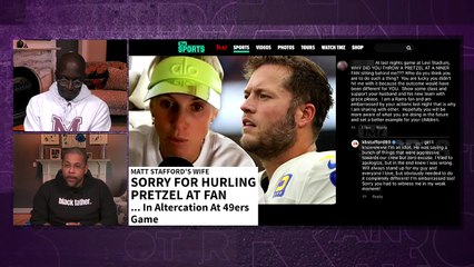 Matthew Stafford’s wife apologizes for throwing pretzel at 49ers fan _ Brother F