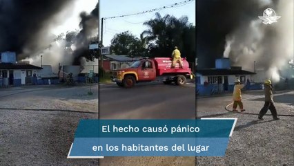 Explosión e incendio de autotanque en taller de tráileres deja un muerto