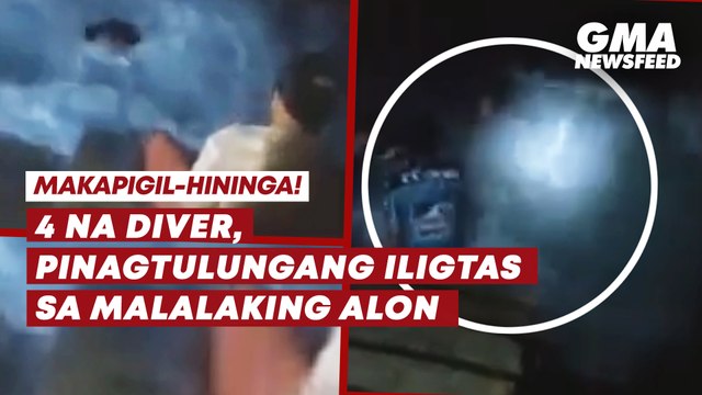 4 na diver, pinagtulungang iligtas sa malalaking alon | GMA News Feed