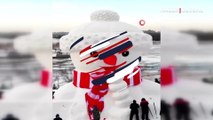Çin'de 18 metre uzunluğunda dev kardan adam