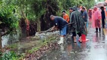 ชาวบ้านตะลึง! ไอ้เข้น้ำเค็มยักษ์โผล่ริมถนนท่าชนะ หลังฝนถล่ม (มีคลิป)