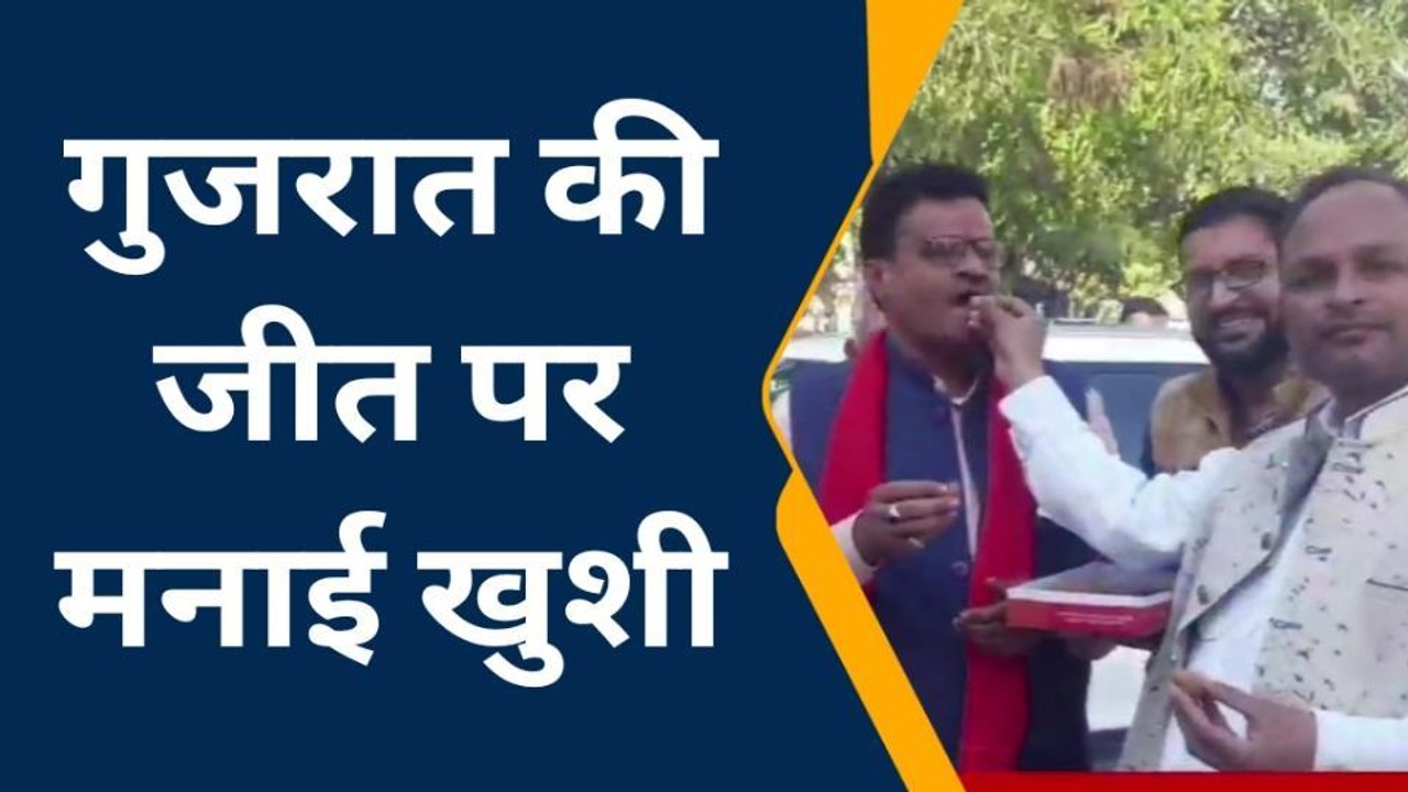 चितौड़गढ़: गुजरात में प्रचंड जीत पर भाजपा ने जताई खुशी, आतिशबाजी कर कराया मुंह मीठा