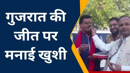 चितौड़गढ़: गुजरात में प्रचंड जीत पर भाजपा ने जताई खुशी, आतिशबाजी कर कराया मुंह मीठा