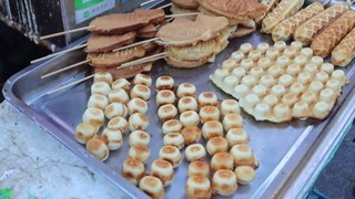 Variety of street vendor food made from wheat flour dough- china street food