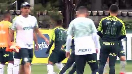 Imagens do último treino do Palmeiras antes do clássico contra o Santos