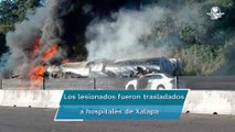 Un aparatoso accidente sobre autopista Perote-Xalapa deja dos lesionados