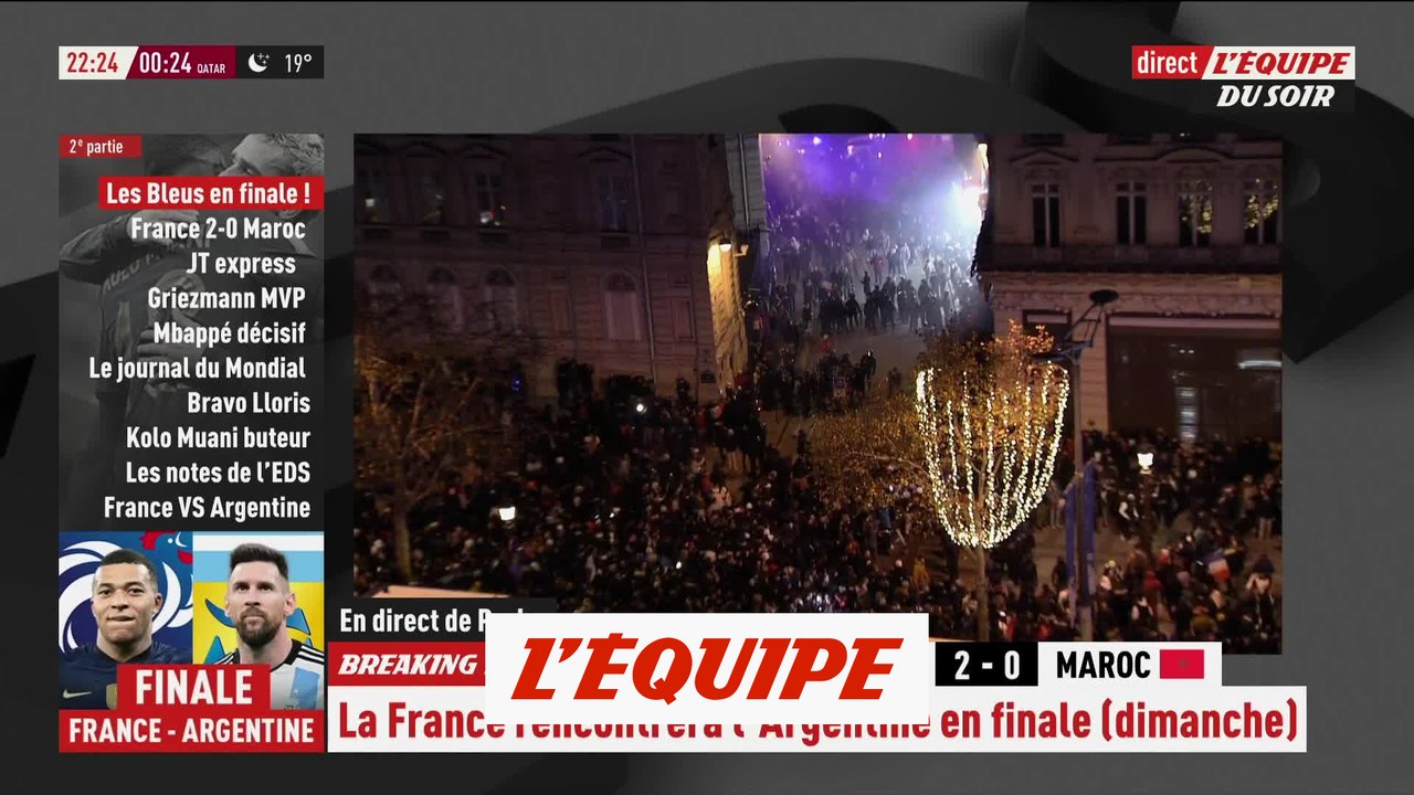 La liesse sur les Champs-Elysées après la qualification pour la finale - Foot - CM 2022 - Bleus