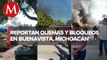 En Michoacán, pobladores del municipio de Buenavista realizaron bloqueos e incendiaron vehículos