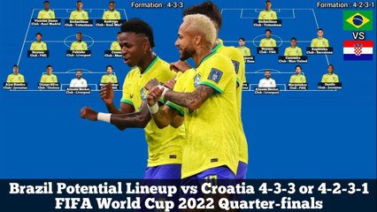 Brazil Potential Lineup vs Croatia ► 4-3-3 or 4-2-3-1 FIFA World Cup 2022 Quarter-finals