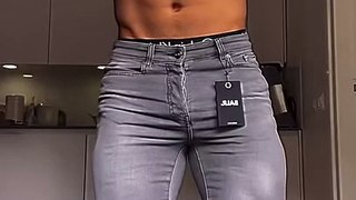 Fit Guy Trying on New Jeans