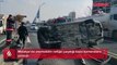 Malatya’da otomobilin refüje çarptığı kaza kameralara yansıdı