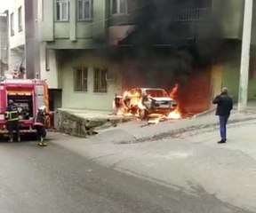 SEYİR HALİNDEYKEN ALEV ALAN OTOMOBİL, YANDI