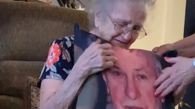 Grandmother Surprised With Memory Pillow Of Late WWII Vet Husband