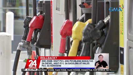 DOE-OIMB: higit P3/L ang posibleng makaltas sa diesel, higit P1/L sa gasolina at halos P4/L sa kerosene | 24 Oras