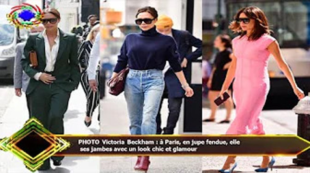 PHOTO Victoria Beckham : à Paris, en jupe fendue, elle  ses jambes avec un look chic et glamour