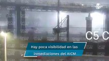 Suspenden aterrizajes en el AICM por banco de niebla