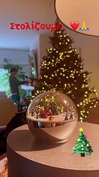 Μπακοδήμου: Αυτό είναι το πανύψηλο εντυπωσιακό Χριστουγεννιάτικο δέντρο που στόλισε στο σαλόνι της