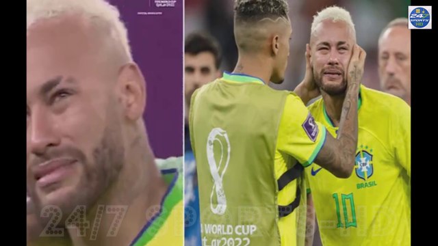 Devastated Neymar Left in a Pile on the Floor and in Floods of Tears after Their Defeat by Croatia